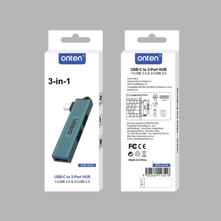 Onten UC51 3 in 1 Type-C to USB HUB — view 6