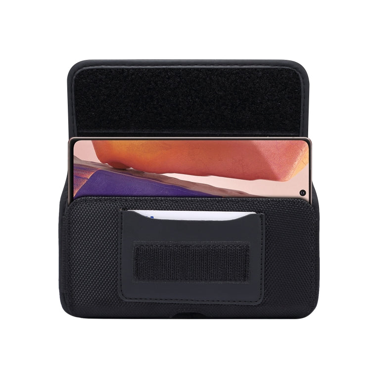Durable Oxford Cloth Horizontal Plate Hanging Waist Phone Waist Pack Leather Case with Card Slot, Suitable for 5.5-6.7 inch Smartphones