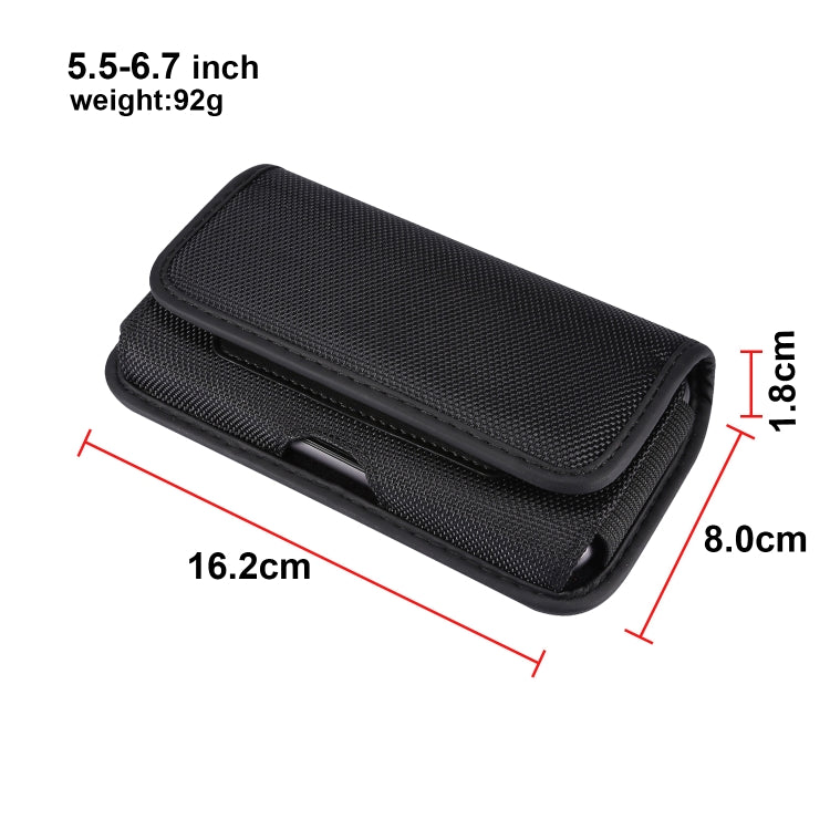 Durable Oxford Cloth Horizontal Plate Hanging Waist Phone Waist Pack Leather Case with Card Slot, Suitable for 5.5-6.7 inch Smartphones