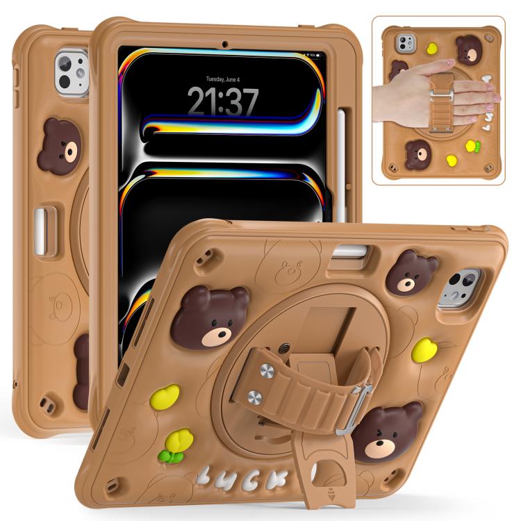 Bear Rotation Kickstand Silicone Hybrid PC Tablet Case