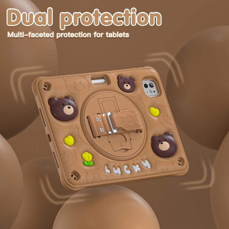 Bear Rotation Kickstand Silicone Hybrid PC Tablet Case