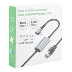 2m RJ45 to USB-C / Type-C Side Bend High Speed Network Card Ethernet Cable — view 8