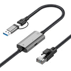 2m RJ45 to Type-C / USB 2-in-1 High Speed Network Card Ethernet Cable