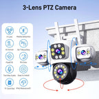 2MP HD 360 Degree Panorama 3 Lens IP66 Waterproof Wireless WiFi Camera