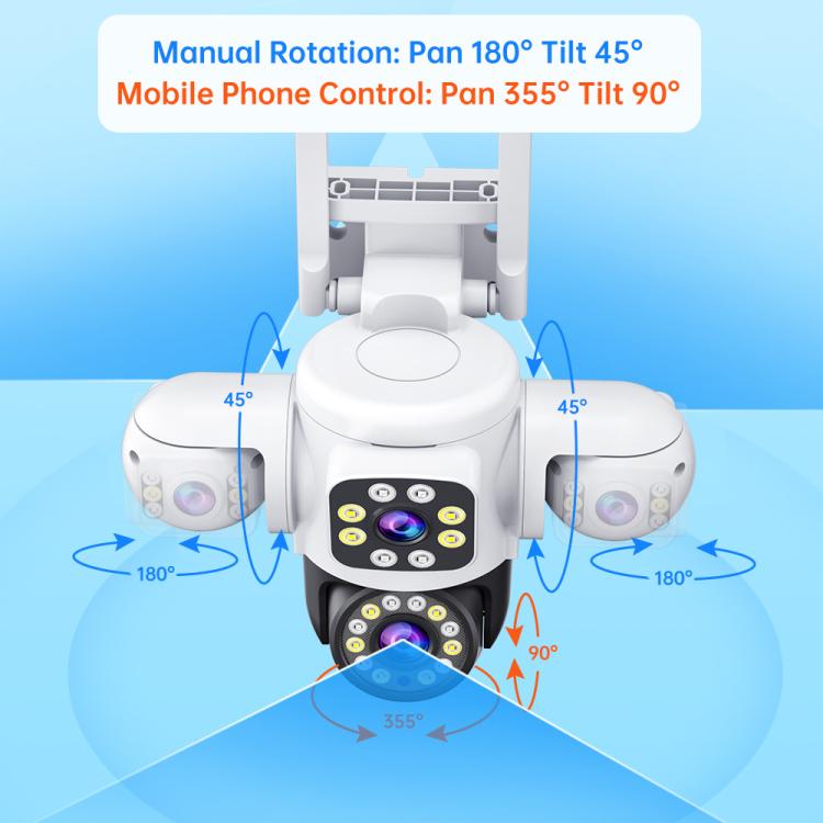 2MP HD 360 Degree Panorama 3 Lens IP66 Waterproof Wireless WiFi Camera