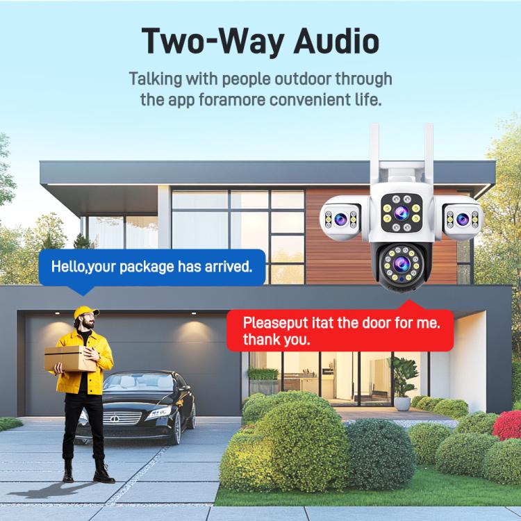 2MP HD 360 Degree Panorama 3 Lens IP66 Waterproof Wireless WiFi Camera