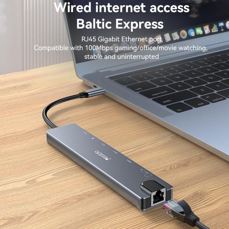 Yesido HB27 8 in 1 Type-C 3.1 Multifunctional HUB Adapter Docking Station — view 3