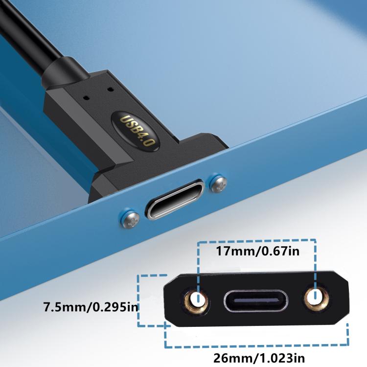 USB4 Type-C Female to Type-C Female Ear Screw Fixed Panel Extension Cable — 1m