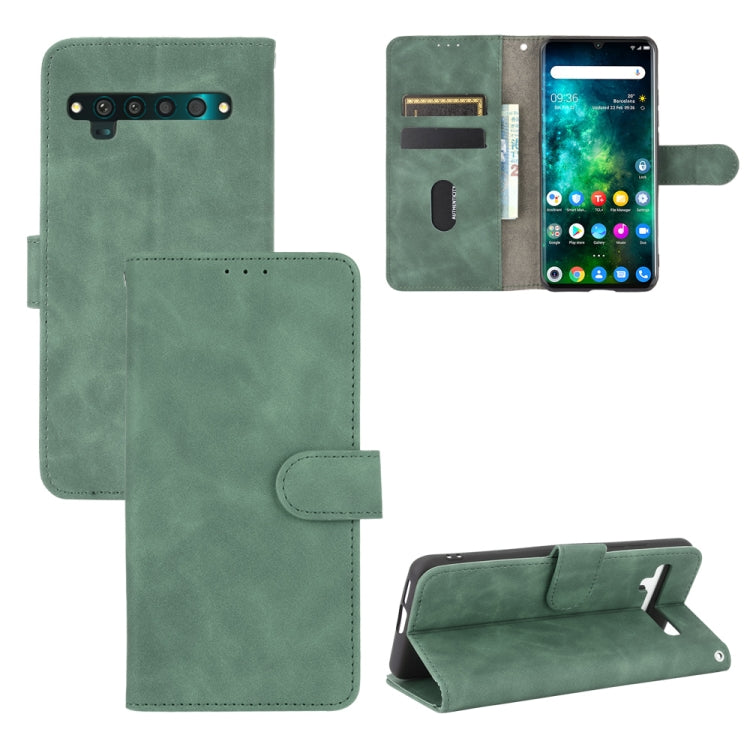 Solid Color Skin Feel Magnetic Buckle Horizontal Flip Calf Texture PU Leather Case with Holder & Card Slots & Wallet — For Kyocera Basio 4 KYV47