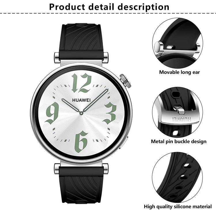 Kalebol 18mm Universal Textured Silicone Silver Buckle Strap