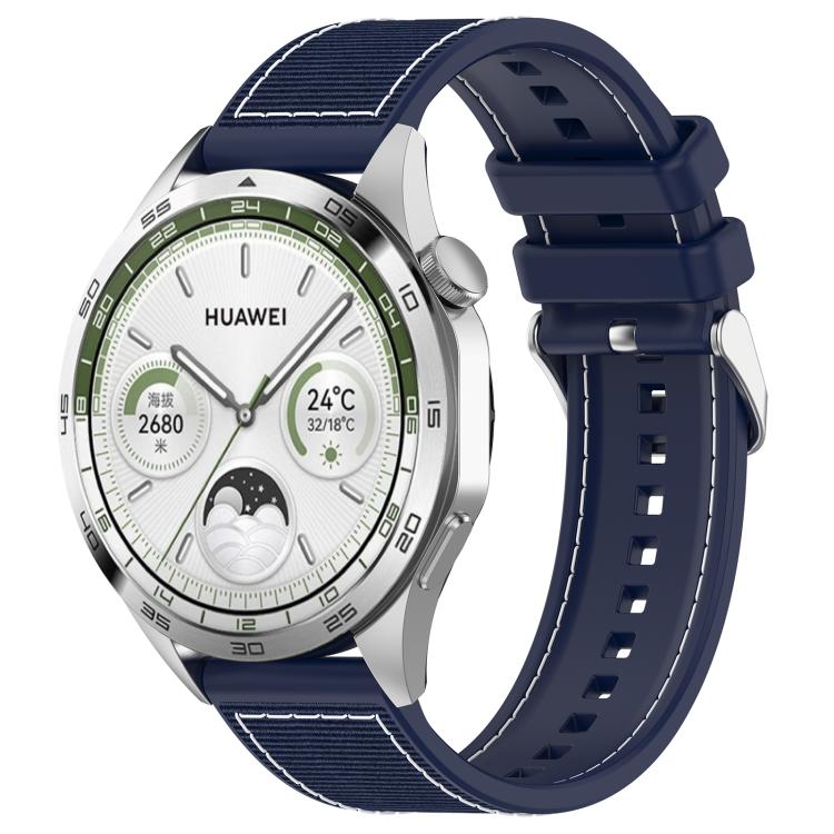 Kalebol Ordinary Silver Buckle Hybrid Nylon Braid Silicone Watch Band — Green