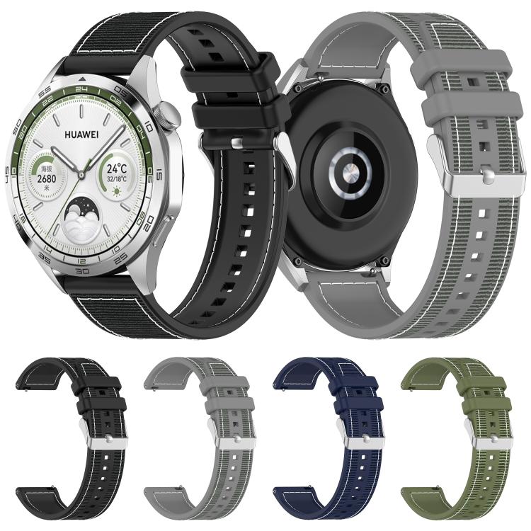 Kalebol Ordinary Silver Buckle Hybrid Nylon Braid Silicone Watch Band — Midnight Blue
