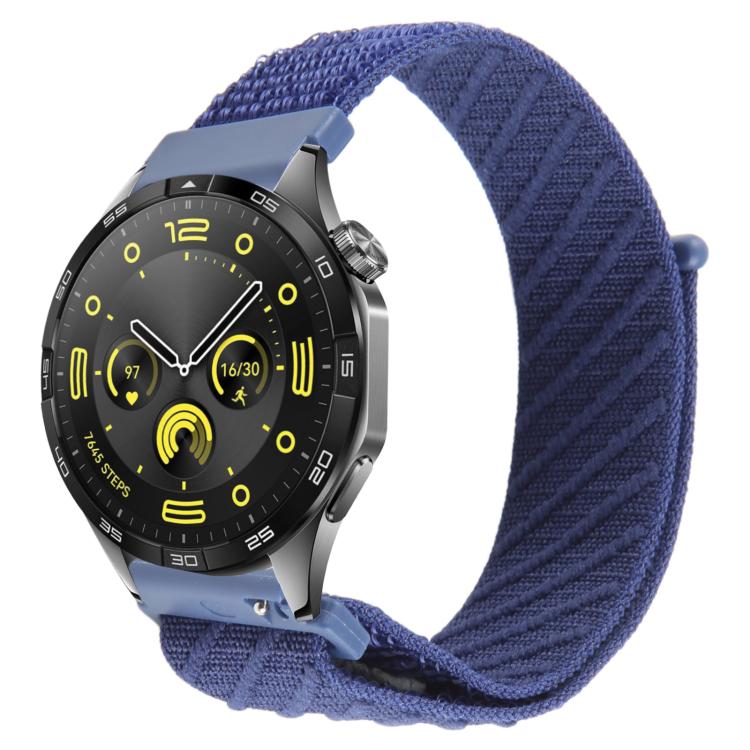 Twill Nylon Loop Hook and Loop Fastener Watch Band — Dark Blue