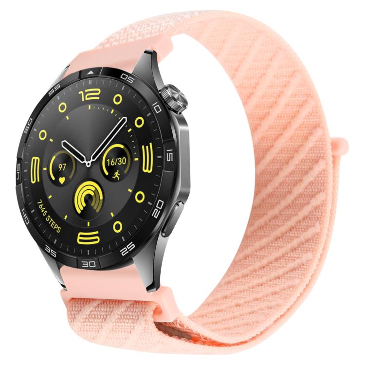 Twill Nylon Loop Hook and Loop Fastener Watch Band — Pink Sand