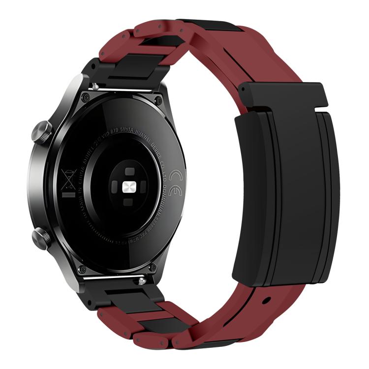 Folding Magnetic Buckle Stainless Steel Rubber Watch Band — Black+Starlight