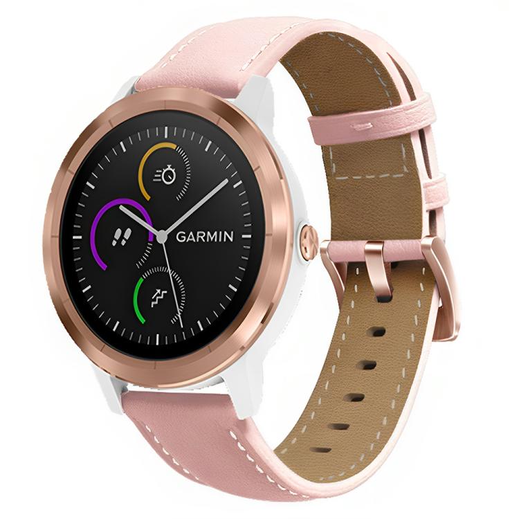 Rose Gold Buckle Leather Watch Band — 20mm