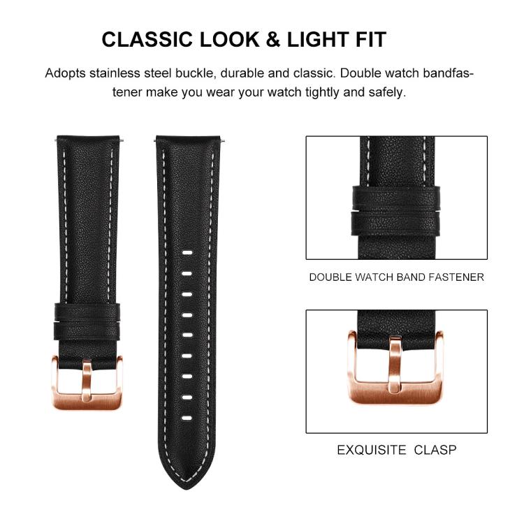 Rose Gold Buckle Leather Watch Band