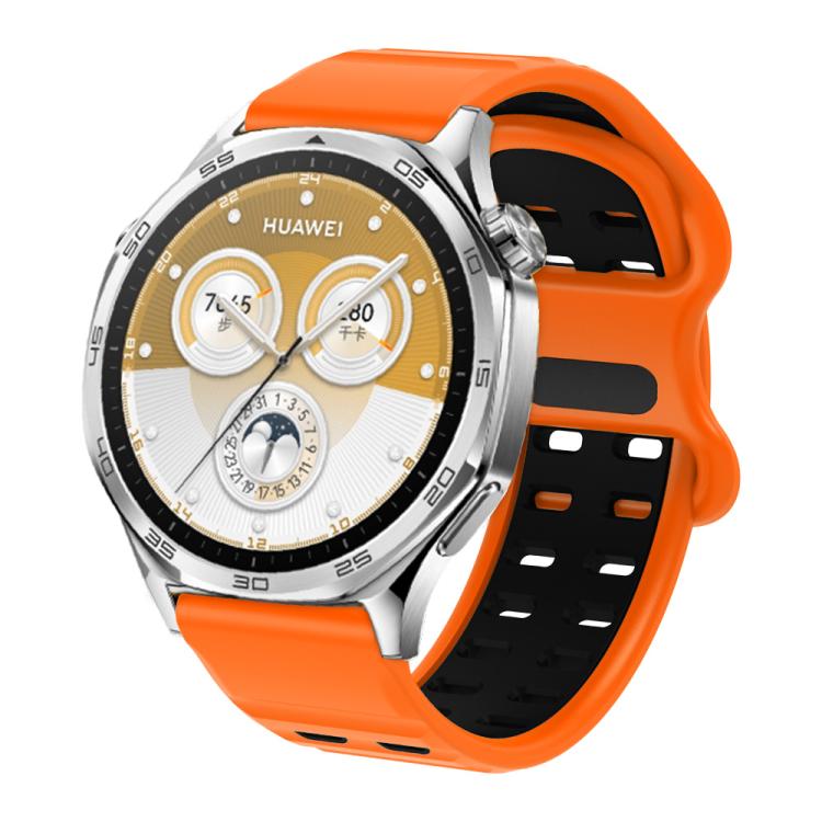 Double-row Hole Studded Buckle Silicone Watch Band — Black Red