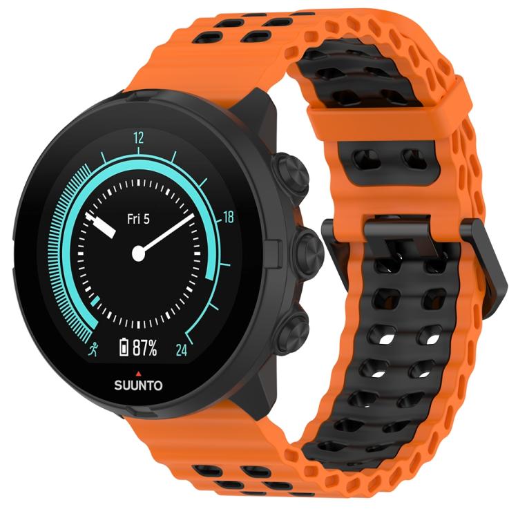 Ocean Dual Pin Buckle Silicone Watch Band — Orange Black