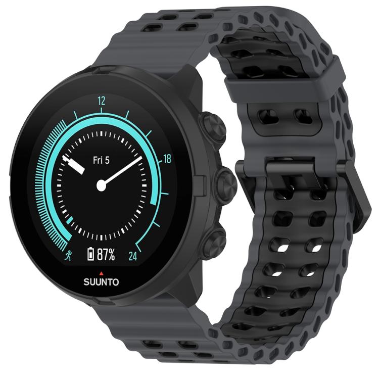 Ocean Dual Pin Buckle Silicone Watch Band — Coal Black