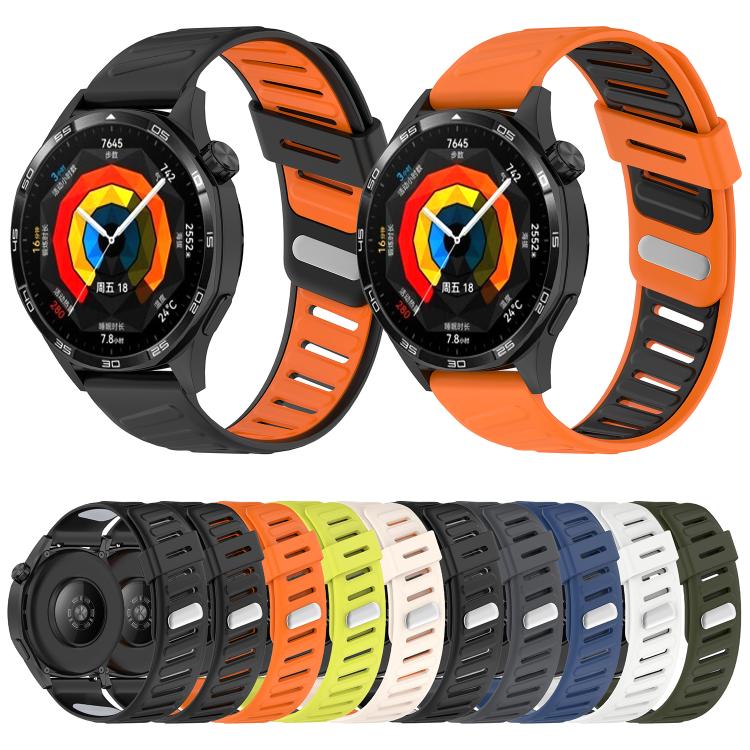 Slanted Hole Two Color Silicone Watch Band
