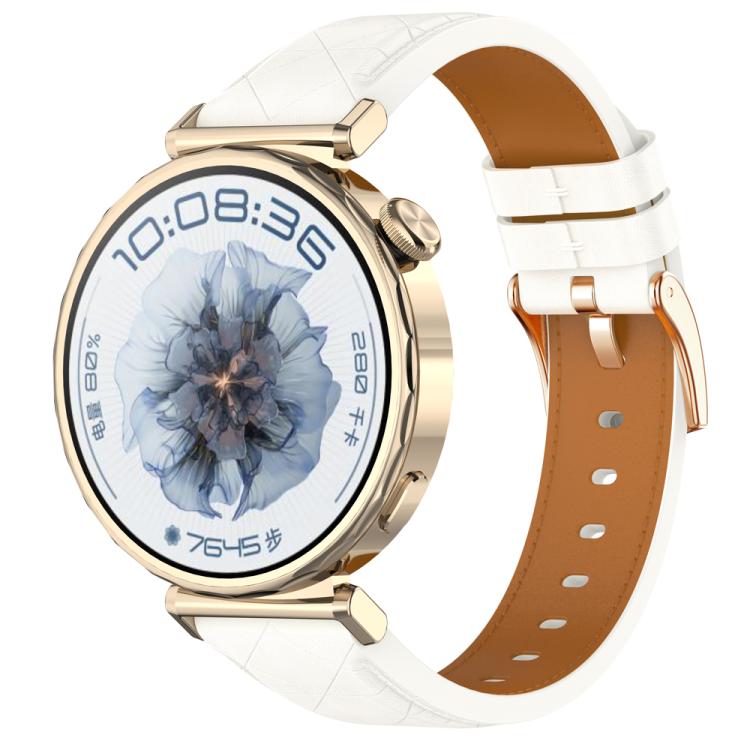 Square Leather Rose Gold Buckle Watch Band