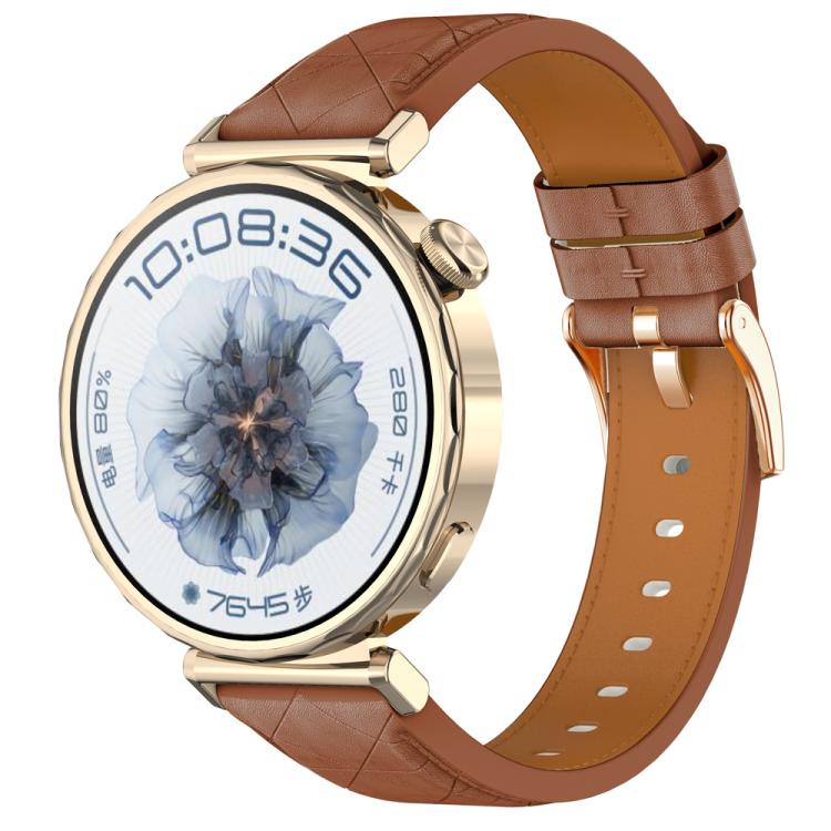 Square Leather Rose Gold Buckle Watch Band — view 12