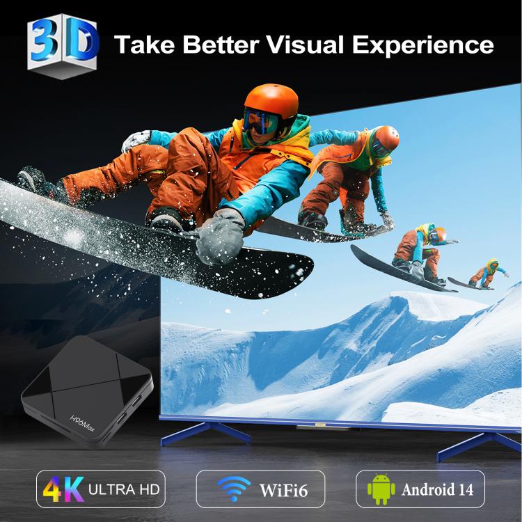 H96Max 4K UHD Android 14 Smart TV Box with Remote Control, RK3518 Quad-Core