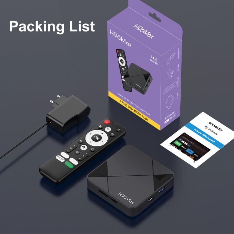 H96Max 4K UHD Android 14 Smart TV Box with Remote Control, RK3518 Quad-Core