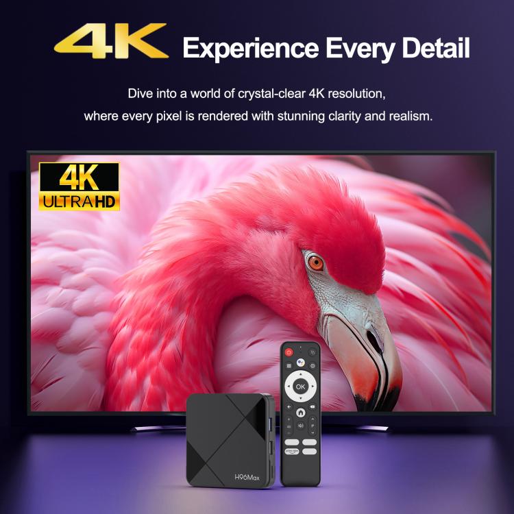 H96Max 4K UHD Android 14 Smart TV Box with Remote Control, RK3518 Quad-Core