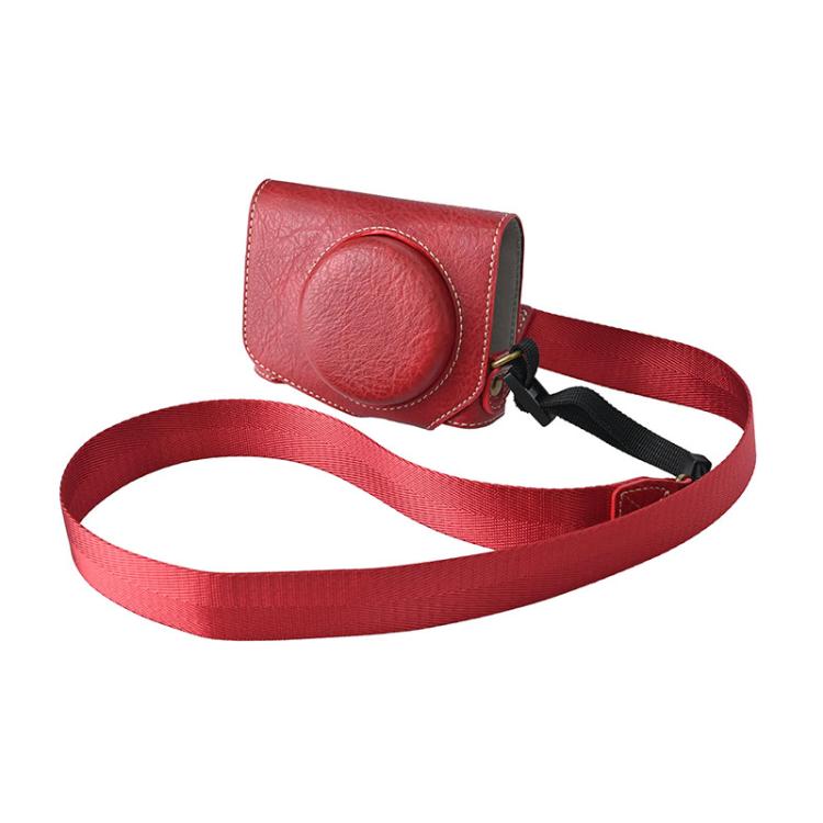 Retro Litchi Texture Leather Full Body Camera Case Bag with Strap — Black
