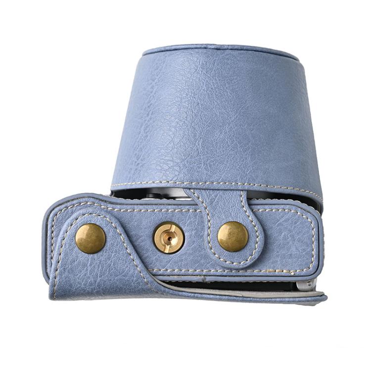 Retro Litchi Texture Leather Full Body Camera Case Bag with Strap — Coffee