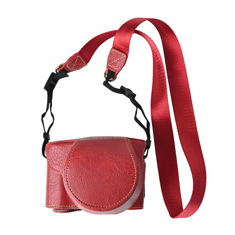 Retro Litchi Texture Leather Full Body Camera Case Bag with Strap — Green