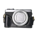 Retro Pull Up Leather Full Body Camera Case Bag with Strap — Black