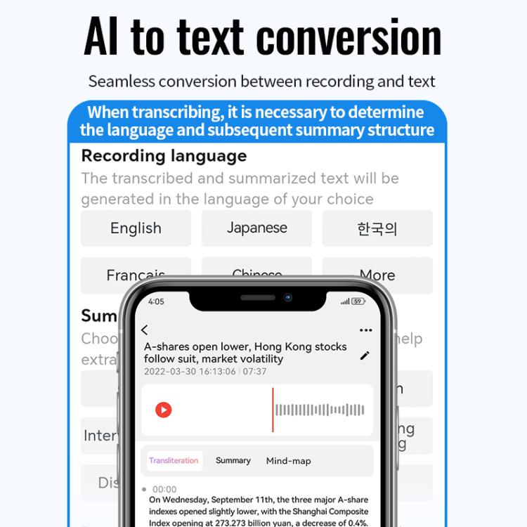 JNN A6 Portable Smart AI Magnetic Recorder Support APP Control