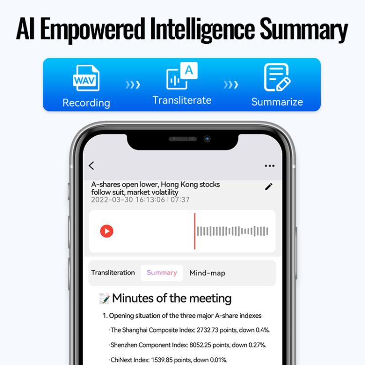 JNN A6 Portable Smart AI Magnetic Recorder Support APP Control