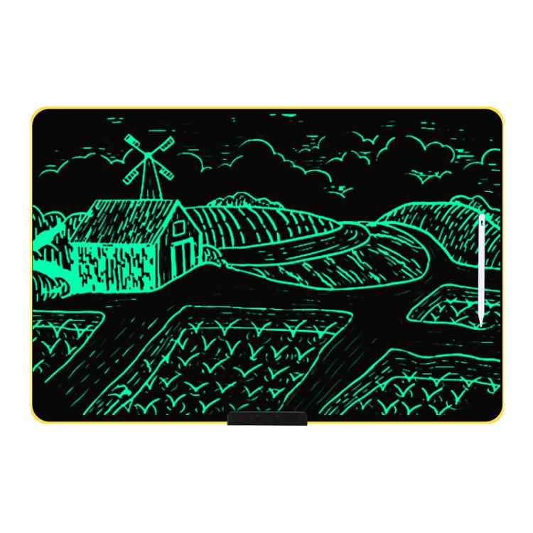 Rechargeable Children Graffiti LCD Drawing Board — 21 inch Yellow / Green Writing