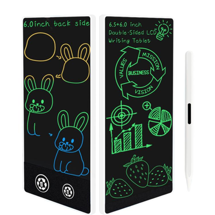 Simple Full Screen LCD Drawing Board Writing Tablet — 6.5+6.0 inch White / Green Writing