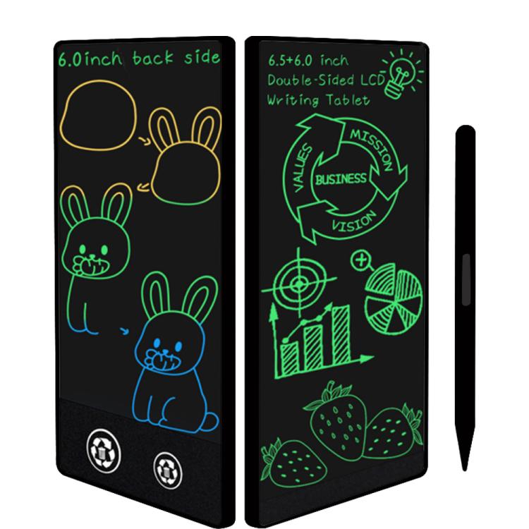 Simple Full Screen LCD Drawing Board Writing Tablet — 6.5+6.0 inch Black / Green Thin Writing