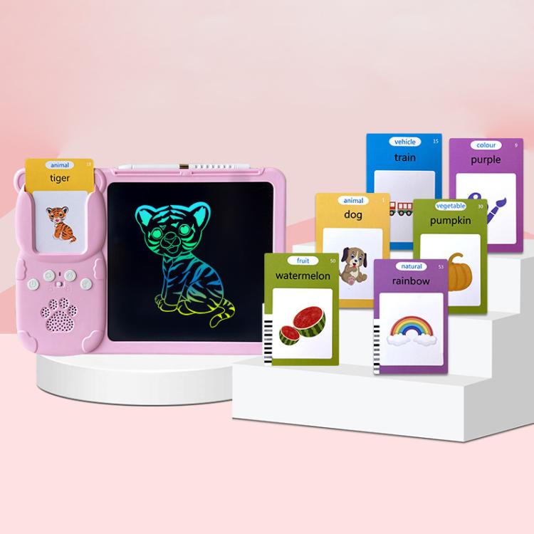 8.5 inch Children Early Education Drawing Board Card English Audiobooks — Blue / 112 Cards