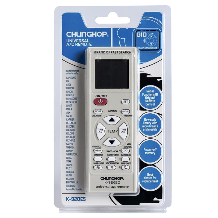CHUNGHOP K-920ES Universal Air Conditioner Remote Control with Brand Button Pairing Function