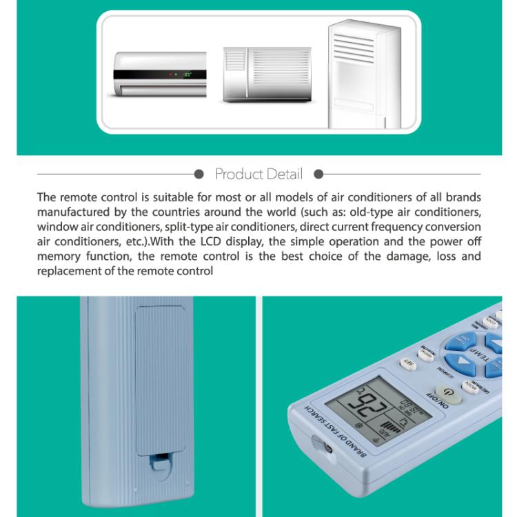 CHUNGHOP K-920ES Universal Air Conditioner Remote Control with Brand Button Pairing Function