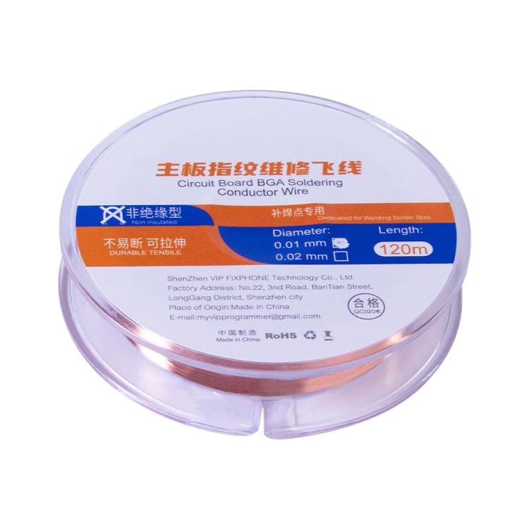 120m Circuit Board BGA Soldering Conductor Wire — Non Insulation Type 0.008mm