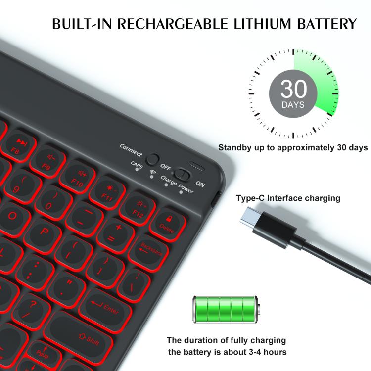 Colorful Backlight Bluetooth Keyboard Leather Tablet Case — view 15