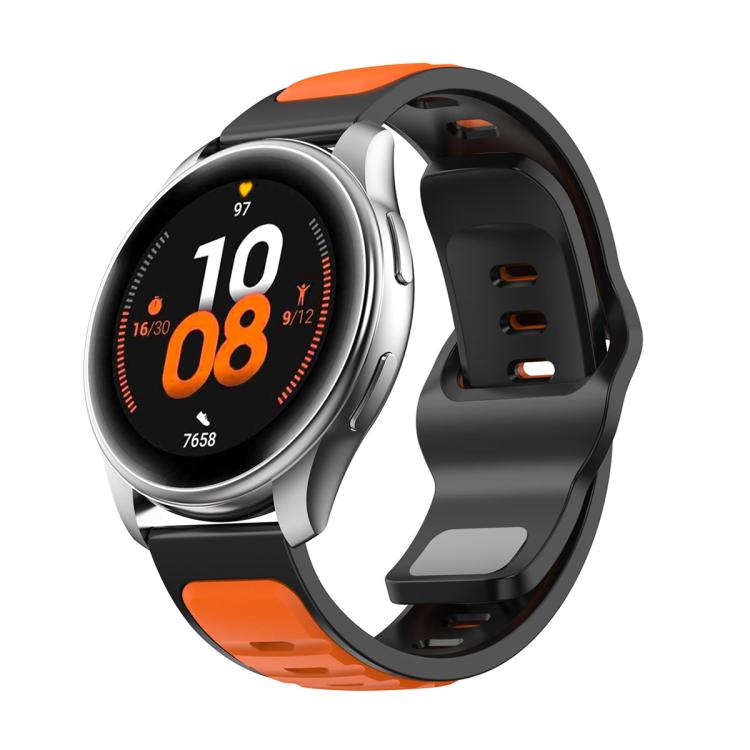 Two Color Reverse Buckle Silicone Sports Watch Band — 22mm