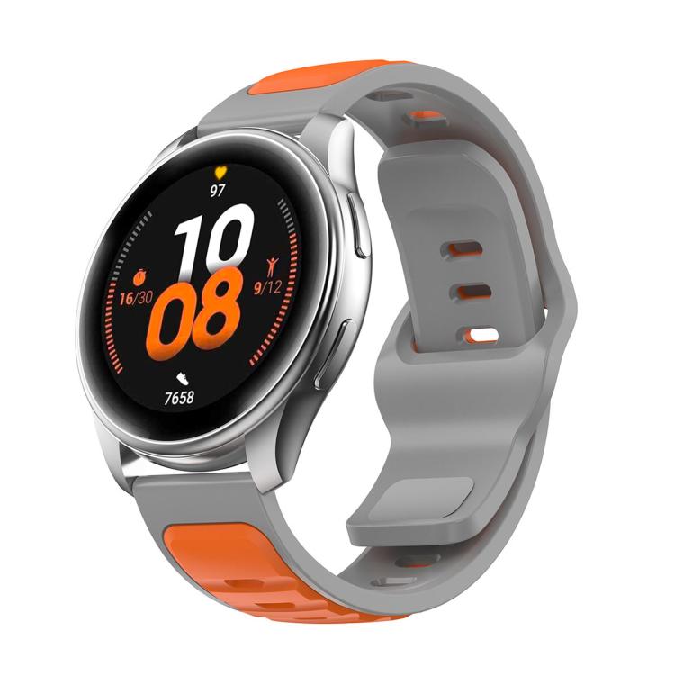 Two Color Reverse Buckle Silicone Sports Watch Band — Orange Grey
