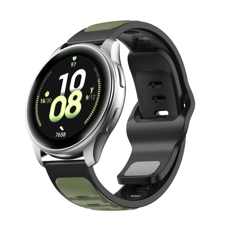 Two Color Reverse Buckle Silicone Sports Watch Band — Midnight Color Black