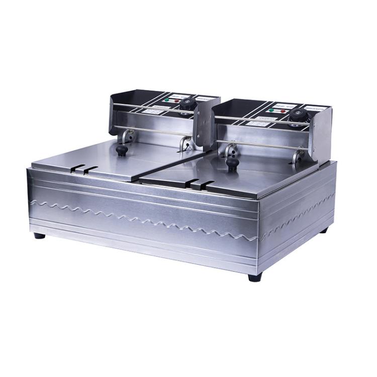Multifunctional Commercial Stainless Steel Thick Electric Fryer Electric Boiler — Dual Cylinder 12L+Temperature Limiter