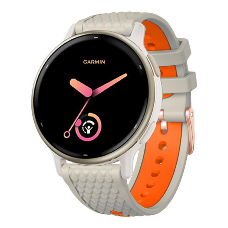 Fish Scale Texture Two Color Silicone Watch Band — Apricot Black