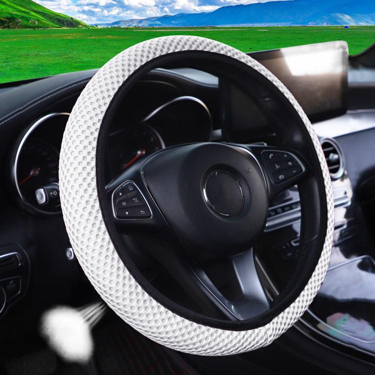 Breathable Mesh Elastic Car Universal Anti-skid Steering Wheel Cover, Diameter: 38cm — Black